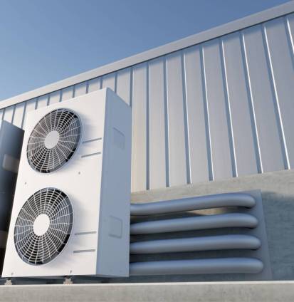 3d,Rendering,Of,Condenser,Unit,Or,Compressor,On,Rooftop,Of