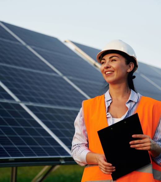 Black,Notepad,In,Hands.,Female,Worker,Engineer,In,Uniform,Is Black,Notepad,In,Hands.,Female,Worker,Engineer,In,Uniform,Is